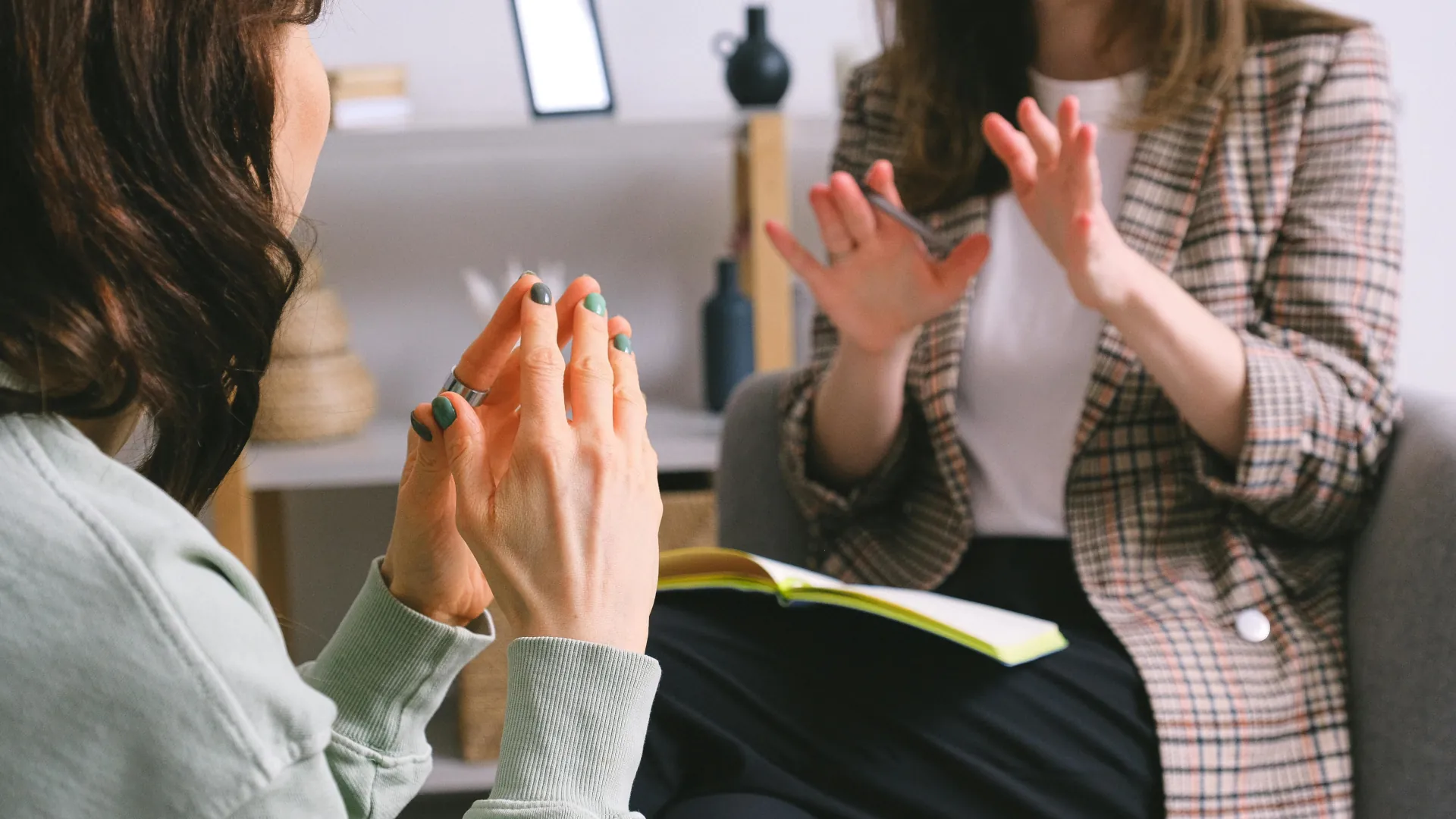 A young lady is explaining some of her feelings to a counsellor.